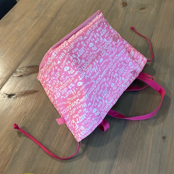 Lancome Pink Striped Canvas Beach Book Tote Lined Bag - Picture 8 of 12